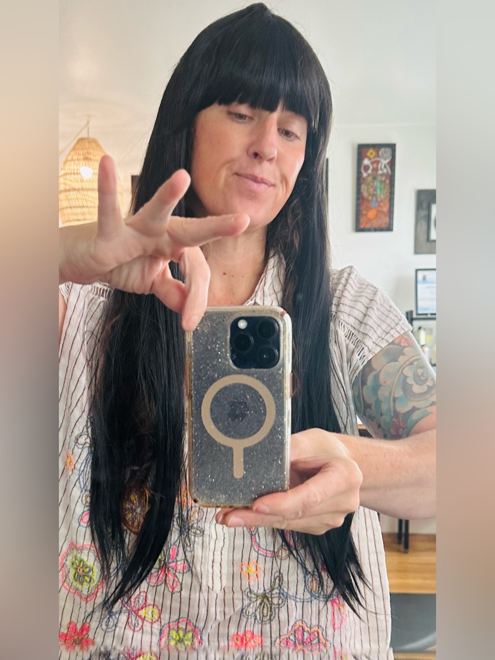 Long Hair Darkest Brown Wig W/ Bangs NWT